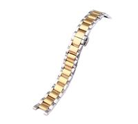 NBCNZCTSAS Notch Edelstahl-Uhrenarmband, passend for Rossini, passend for GC, passend for MK, passend for Three-Eye MK6985, Damen-Armband, 16 x 8 mm, 18 x 10 mm, 20 x 11 mm(Silver-gold,18.10mm)