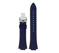 NBCNZCTSAS Passend for Casio, passend for Tissot, passend for Teel Ocean Heart Edifice SeriesEFB-680 ECB-10D, erhöhtes schwarzes Nylon-Canvas-Armband mit Dornschließe(B-blue-silver)