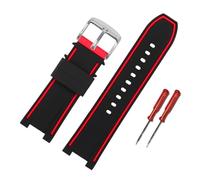 NBCNZCTSAS Passend for Hamilton, passend for Khaki Navy, passend for Devil Fish H78716333 H78716983, wasserdichtes Silikonkautschuk-Uhrenarmband-Zubehör(Black red-silver)