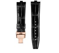 NBCNZCTSAS Passend for Vacheron Constantin Danton Uhrenarmband, passend for Crossover Four Seas VC 4300/4500 V 5500 V 7900 V Serie, erhöhtes Leder-Uhrenarmband, 24 x 7 mm(A-black-rose gold)