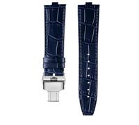 NBCNZCTSAS Passend for Vacheron Constantin Danton Uhrenarmband, passend for Crossover Four Seas VC 4300/4500 V 5500 V 7900 V Serie, erhöhtes Leder-Uhrenarmband, 24 x 7 mm(Blue-silver)