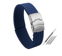 NBCNZCTSAS Silikon-Gummi-Armband, passend for Fossil, Fit for Armani, Fit for Omega, 16 mm, 18 mm, 20 mm, 22 mm, 24 mm, wasserdichtes Gummi-Herrenarmband(Blue,20mm)