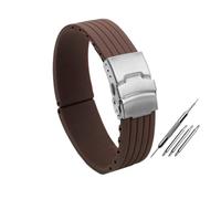 NBCNZCTSAS Silikon-Gummi-Armband, passend for Fossil, Fit for Armani, Fit for Omega, 16 mm, 18 mm, 20 mm, 22 mm, 24 mm, wasserdichtes Gummi-Herrenarmband(Brown,24mm)