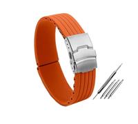 NBCNZCTSAS Silikon-Gummi-Armband, passend for Fossil, Fit for Armani, Fit for Omega, 16 mm, 18 mm, 20 mm, 22 mm, 24 mm, wasserdichtes Gummi-Herrenarmband(Orange,24mm)