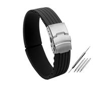 NBCNZCTSAS Silikon-Gummi-Armband, passend for Fossil, Fit for Armani, Fit for Omega, 16 mm, 18 mm, 20 mm, 22 mm, 24 mm, wasserdichtes Gummi-Herrenarmband(Black,18mm)