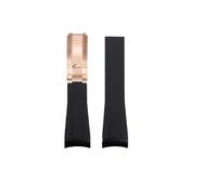 NBCNZCTSAS Silikonkautschuk-Uhrenarmband, passend for Rolex, passend for Daytona, passend for Submariner Yacht Master, 20 mm, einfarbig, schwarz, blau, rot, grün, weiß, braun(Black-rose gold)