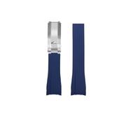 NBCNZCTSAS Silikonkautschuk-Uhrenarmband, passend for Rolex, passend for Daytona, passend for Submariner Yacht Master, 20 mm, einfarbig, schwarz, blau, rot, grün, weiß, braun(Dark blue-silver)