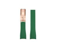 NBCNZCTSAS Silikonkautschuk-Uhrenarmband, passend for Rolex, passend for Daytona, passend for Submariner Yacht Master, 20 mm, einfarbig, schwarz, blau, rot, grün, weiß, braun(Green-rose gold)