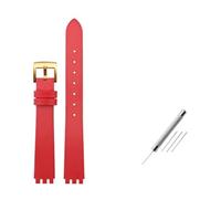 NBCNZCTSAS Stil Seidenleder-Uhrenarmband passend for Swatch-Serie LP131 LW143 YSS317G LK292G YSS306 Damenmode-Armband(Red-gold)