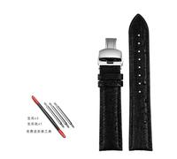 NBCNZCTSAS Straußenleder Passend for IWC Passend for Bertolfino Passend for Portugiesisch Passend for Chronographen-Armbanduhr Passend for Green Sea King Armband Lederarmband 20(A-black-silver,22mm)