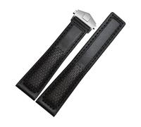 NBCNZCTSAS Uhrenarmband, 22 mm, passend for Tag Heuer, Carrera-Tauchen, passend for Monaco F1, passend for Fiyta, passend for Tissot, Uhrenarmband, rote Nähte, Lederarmband(Black-silver)