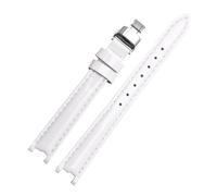 NBCNZCTSAS Uhrenarmband aus Leder passend for Tissot Fit For Flamenco 1853 T094210 T0842 Damenarmband wasserdicht glänzend gekerbtes Armband 12 mm(White-silver)