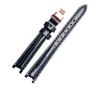 NBCNZCTSAS Uhrenarmband aus Leder passend for Tissot Fit For Flamenco 1853 T094210 T0842 Damenarmband wasserdicht glänzend gekerbtes Armband 12 mm(Blue-rose gold)