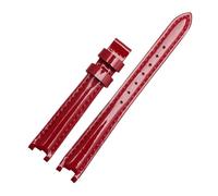 NBCNZCTSAS Uhrenarmband aus Leder passend for Tissot Fit For Flamenco 1853 T094210 T0842 Damenarmband wasserdicht glänzend gekerbtes Armband 12 mm(Red-no buckle)