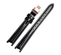 NBCNZCTSAS Uhrenarmband aus Leder passend for Tissot Fit For Flamenco 1853 T094210 T0842 Damenarmband wasserdicht glänzend gekerbtes Armband 12 mm(Balck-rose gold)