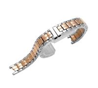 NBCNZCTSAS Uhrenarmband aus Leder passend for Tissot Fit For Flamenco 1853 T094210 T0842 Damenarmband wasserdicht glänzend gekerbtes Armband 12 mm(Silver-rose gold)