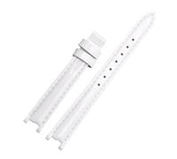 NBCNZCTSAS Uhrenarmband aus Leder passend for Tissot Fit For Flamenco 1853 T094210 T0842 Damenarmband wasserdicht glänzend gekerbtes Armband 12 mm(White-no buckle)