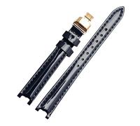 NBCNZCTSAS Uhrenarmband aus Leder passend for Tissot Fit For Flamenco 1853 T094210 T0842 Damenarmband wasserdicht glänzend gekerbtes Armband 12 mm(Blue-gold)