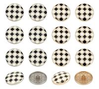 NBEADS 16 Stück 2 Farben Legierung Nähknöpfe Mit Schaft, 2.2cm Schwarz Weiße Schachbrettknöpfe 1 Loch Rundknopf Für Jacken Mäntel DIY Bastelarbeiten Kleidungszubehör