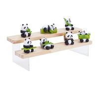 nbeads 2-Etagen Holz Display Riser Regal, Tisch-Cupcake-Ständer Kunststoff-Displayständer Riser Figurenständer für Parfüm Kosmetik Figurensammlung, Blanchierte Mandeln, 29.7x11x9cm
