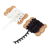 nbeads 2 Rolls 3m/Roll Elastic Cord Mit Knopfloch, 15 mm Breites Weiße Schwarze Knopflochband Braid Trim Nähbesatz Elastisches Button Loop Stretchband Gummiband Für DIY Näharbeiten Hochzeitskleid