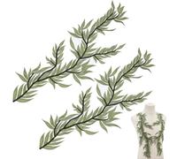 NBEADS 2 Stk. Blätter Applique Patches, 58x20cm 3D Spitze Spitzenapplikation mit Blättern Gesticktes Aufnähen von Aufnähern für Craft Hochzeit Prom Kleid Jeans Kleidung, Dunkles Meeresgrün