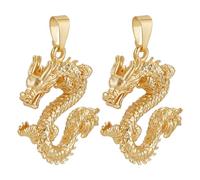 nbeads 2 Stk. Messing-Drachen-Anhänger, 3.1x2.6cm Chinesisches Tierkreiszeichen Charms Goldene Drachen-Anhänger Jahr des Drachen Anhänger für Schmuck Schlüsselanhänger Halskette Craft Making