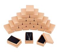 NBEADS 24 Stück Klein Kraft Braune Pappschachteln Schmuckschatulle Rechteck Karton Schmuck Boxen Geschenkbox Pappschachteln mit Deckel Für Weihnachten Halskette Ring Geschenke Display, 8x5x2.5 cm