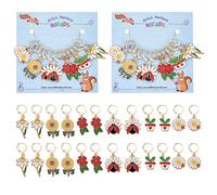 nbeads 24 Stück Pflanzen-Thema Stich Marker, Blume Marienkäfer Emaille häkeln Stich Marker Charms abnehmbar Verriegelung Stich Marker für Stricken Weben Nähen Zubehör Quilten Schmuckherstellung