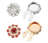 NBEADS 4 Stk. 2 Farben Strass Knöpfe Abdeckung, 21mm Abnehmbare Blume Ärmel Knopf Clips Schmuck für Kleid Anzug Smoking Shirt Zubehör, Rubin