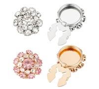 NBEADS 4 Stk. 2 Farben Strass Knöpfe Abdeckung, 21mm Abnehmbare BLUMENNn Ärmel Knopf Clips Schmuck für Kleid Anzug Smoking Shirt Zubehör, Helles Padparadscha