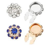 NBEADS 4 Stk. 2 Farben Strass Knöpfe Abdeckung, 21mm BLUMENNn Clip auf Schmuck Abnehmbare Hemdknopf Clips für Kleid Anzug Smoking Hemd Zubehör, Capri Blau