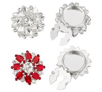 NBEADS 4 Stk. 2 Stile Strass Knöpfe Abdeckung, 26mm Abnehmbare Blume Ärmel Knopf Clips Schmuck für Kleid Anzug Smoking Shirt Zubehör, Rubin