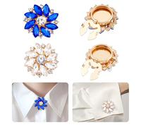 NBEADS 4 Stk. Strass-Knöpfe Abdeckung, 28mm Ärmel BLUMENNn Knöpfe Abdeckung Abnehmbare Hemdknopf-Clips für Kleid Anzug Smoking Shirt Zubehör, Dunkelblau