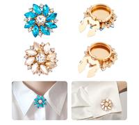 NBEADS 4 Stk. Strass-Knöpfe Abdeckung, 28mm Ärmel BLUMENNn Knöpfe Abdeckung Abnehmbare Hemdknopf-Clips für Kleid Anzug Smoking Shirt Zubehör, Tiefes Himmelblau