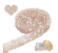 NBEADS 4 Yards Harz Perlen Kristall Strass Band, 1.4cm Breite Selbstklebende Strass-Bänder mit Hotfix Strassstein für Hochzeit Brautkleid Schuhe Telefon, Peachpuff
