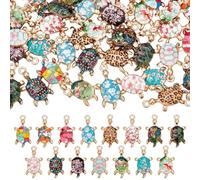nbeads 45 Stück 15 Farben Meer Emaille-Charm-Anhänger, legierter emaillierter Schildkrötenanhänger hellgold süße Meerestieranhänger für Schmuckherstellung DIY Handwerk