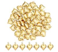 nbeads 50 Stück 18K Vergoldete Herz Charms, Messing 3D Herz baumeln Anhänger Charms Puffy Love Shape Anhänger mit Sprungring für Halskette Armband Schlüsselanhänger Urlaub Geschenke