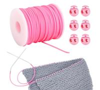 NBEADS 55 Yards Gummischnüre zum Nähen, 2mm Hohle Gummischlauch-Strickschnur Stitch Keeper mit Cord Locks zum Halten von Stichen Armband Halskette Sicken und Schmuck Machen, Heißes Rosa
