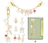 nbeads 6 Stück E-Reader Zubehör Set, Inklusive 2 Charm-Kette 7 Typ C Anhänger Flower Mushroom E-reader Phone Charms Dust Plug Charm Bracelets Accessories for Book Lover Readers Men Women