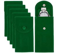 NBEADS 6 Stück Samt Uhrenaufbewahrungstasche, Tragbare Einzeluhr Reisetasche Uhrentasche Uhren-Aufbewahrungstasche Uhrenetui Luxus Geschenktasche Mit Druckknopf Für Schmuck Organizer, Grün, 13x6.7 cm