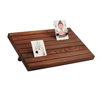 nbeads 7 Slots Holz Ohrring Display Ständer, tragbares Holz Ohrring Kartenhalter mit 2 abnehmbaren Stiften Siena Schmuck Ohrring Ring Display Ohrring Halter Organizer Tray, 29x19 cm