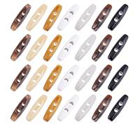 NBEADS 70 Stück 7 Farben Harz Holz Horn Knebel knöpfe, Spalten-Doppellochknöpfe Harz Knebelknöpfe Zwei Löcher Knöpfe Nähknöpfe Für DIY-Kleidung Nähzubehör, 3.9x1.1x1 cm