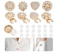 NBEADS 8 Stück Knopfabdeckungen Für Frauen, Mit 20 Stück 11mm Nähknöpfe Strass Legierung Manschettenknöpfe Clip-On Dekorative Knöpfe für Blusen Hemden Kleidung Verzierungen, Golden