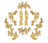 NBEADS 8 Stück Stickerei Spitze Patches, 4 Stile Blumen & Blatt Patches Eisen auf Patches Nähen auf Patches Golden Floral Spitze Applikationen für Brautkleid Dekoration Reparatur Kleidung Rucksäcke