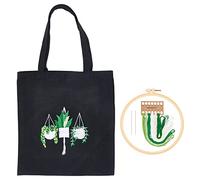 nbeads Canvas Einkaufstasche Stickerei Kit, Tote Bag Stickerei Anfänger Leinentasche Kreuzstich Kits mit Muster Inklusive Sticktasche, Bambus-Stickrahmen, Nadel und Farbfäden für DIY-Bastelarbeiten