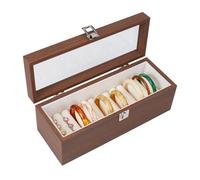 nbeads Holz Ring Organizer Vitrine, 12 Schlitze Armband Displayhalter Mit Samtinnenseite Und Sichtfensterdeckel Schmuck Organizer BoxZur Aufbewahrung von Ringen Armbändern Und Ohrringen, 32.5x12x12cm