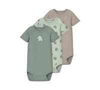 Schlafoverall NAME IT "NBMBODY 3P SS SEA FOAM ELEPHANT NOOS", Baby, Gr. 68, N-Gr, sea foam, Jersey, Obermaterial: 100% Baumwolle, bedruckt, casual, regular fit, Rundhals, Kurzarm, Overalls (48286546-6