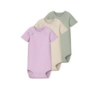 Kurzarmbody NAME IT "NBNBODY 3P SS SOLID RIB NOOS", Jungen, Gr. 68, N-Gr, rosa (winsome orchid), Sweatware, Obermaterial: 100% Baumwolle, unifarben, regular fit, Rundhals, Bodys (42580662-68) winsome