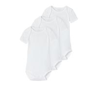 Body NAME IT "NBNBODY 3P SS SOLID WHITE 4 NOOS", Mädchen, Gr. 68, N-Gr, weiß (hellweiß), Sweatware, Obermaterial: 100% Baumwolle, bedruckt, regular fit, Rundhals, Bodys Body (55546620-68) hellweiß